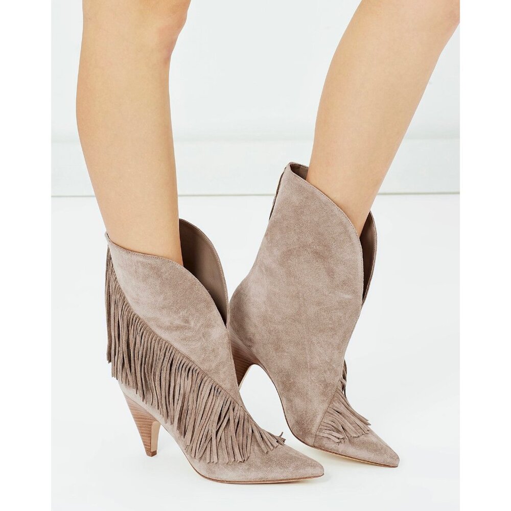 SIGERSON MORRISON Suede Fringe Western Boots | Taupe | Great Condition - Picture 7 of 7